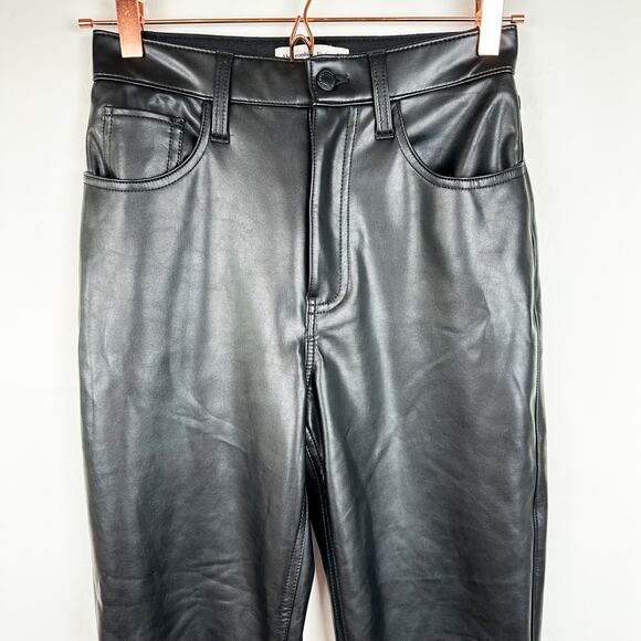Abercrombie & Fitch Vegan Leather Pants The 90s Straight Ultra High Rise Short - Picture 5 of 7